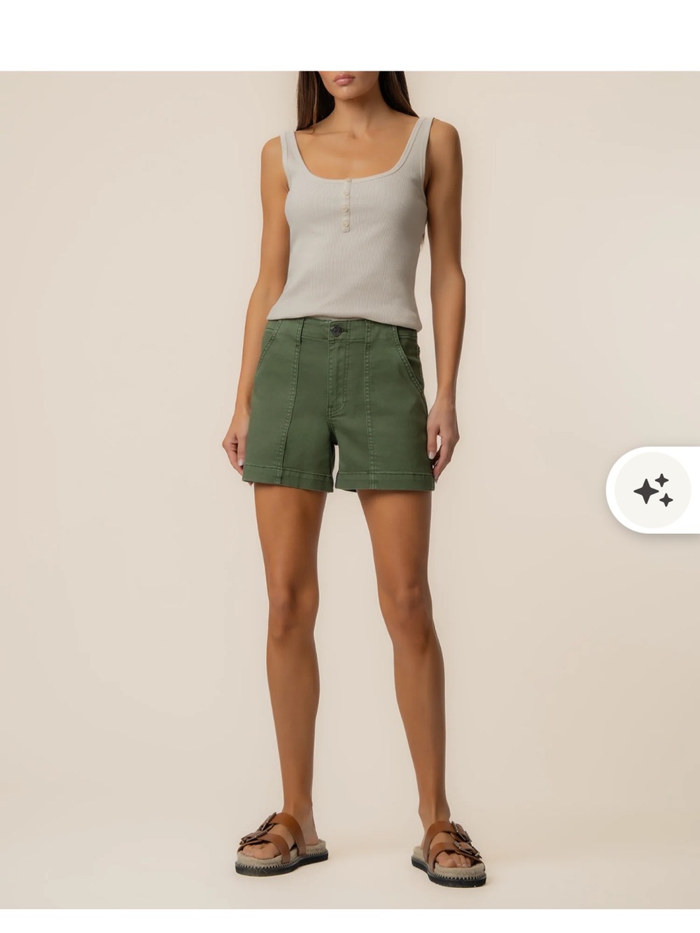 Kut from the Kloth Olive Green Jane High-Rise Utility Shorts - Picture 2 of 7